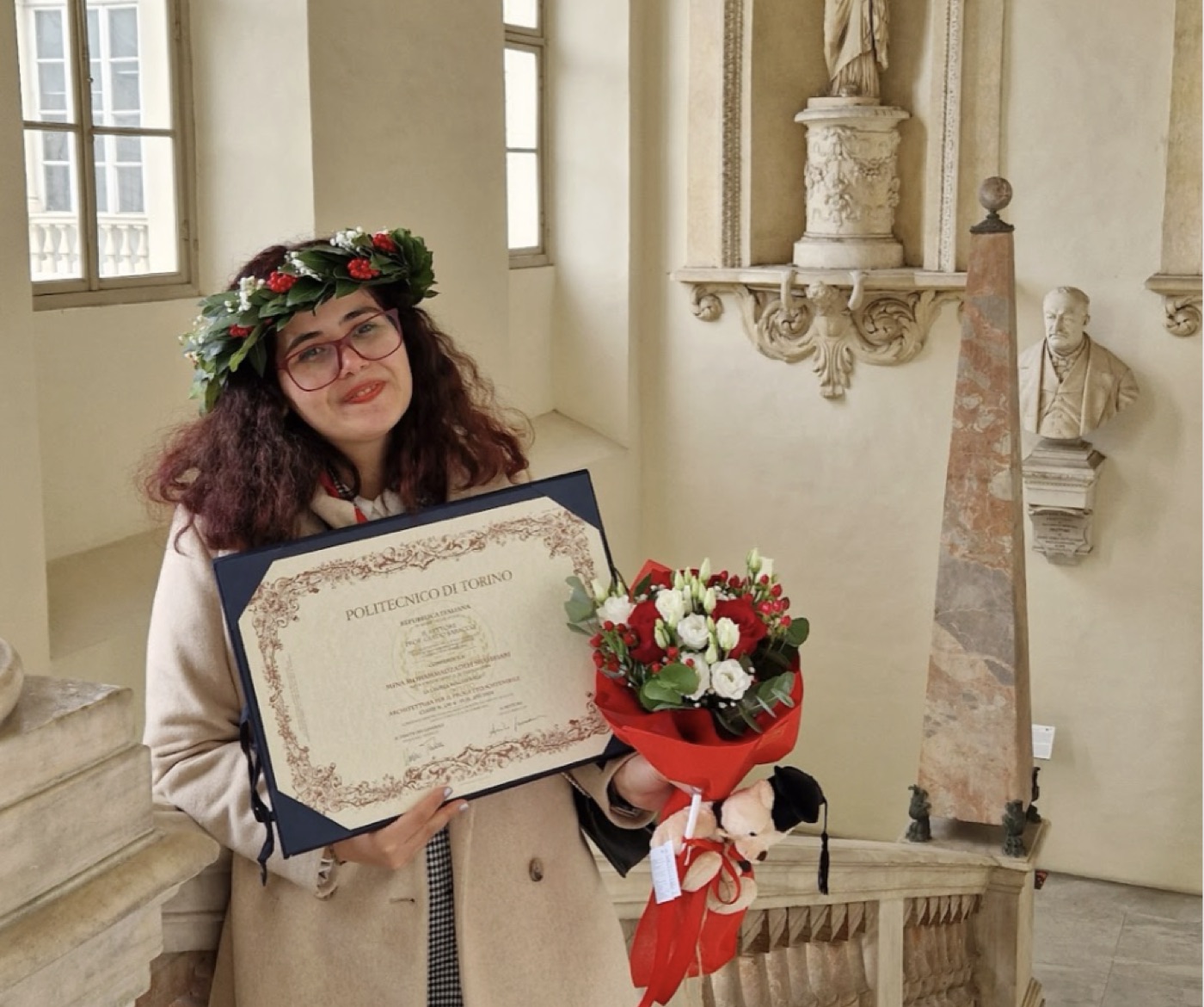 Mina at her architecture graduation, Politecnico di Torino